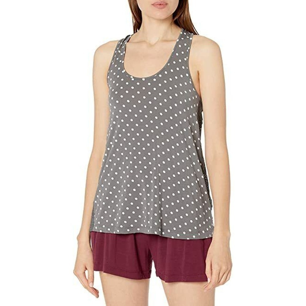 NEW PJ SALVAGE Haute Spot Charcoal Grey Polka Dot Tank Lounge Work from Home M